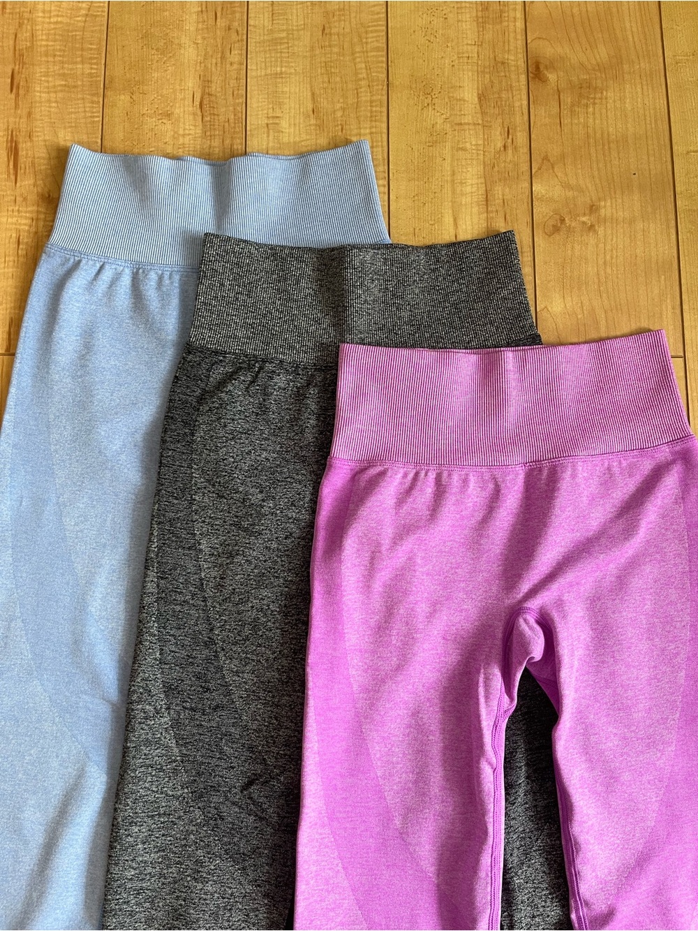 (3) PINK Victoria's Secret High-Waist Leggings - Pink, Gray, Light Blue